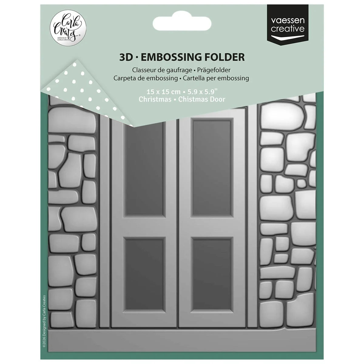 Vaessen Creative Embossing Folder by Carla Creates Christmas Door 5.9x5.9" - CAR0612