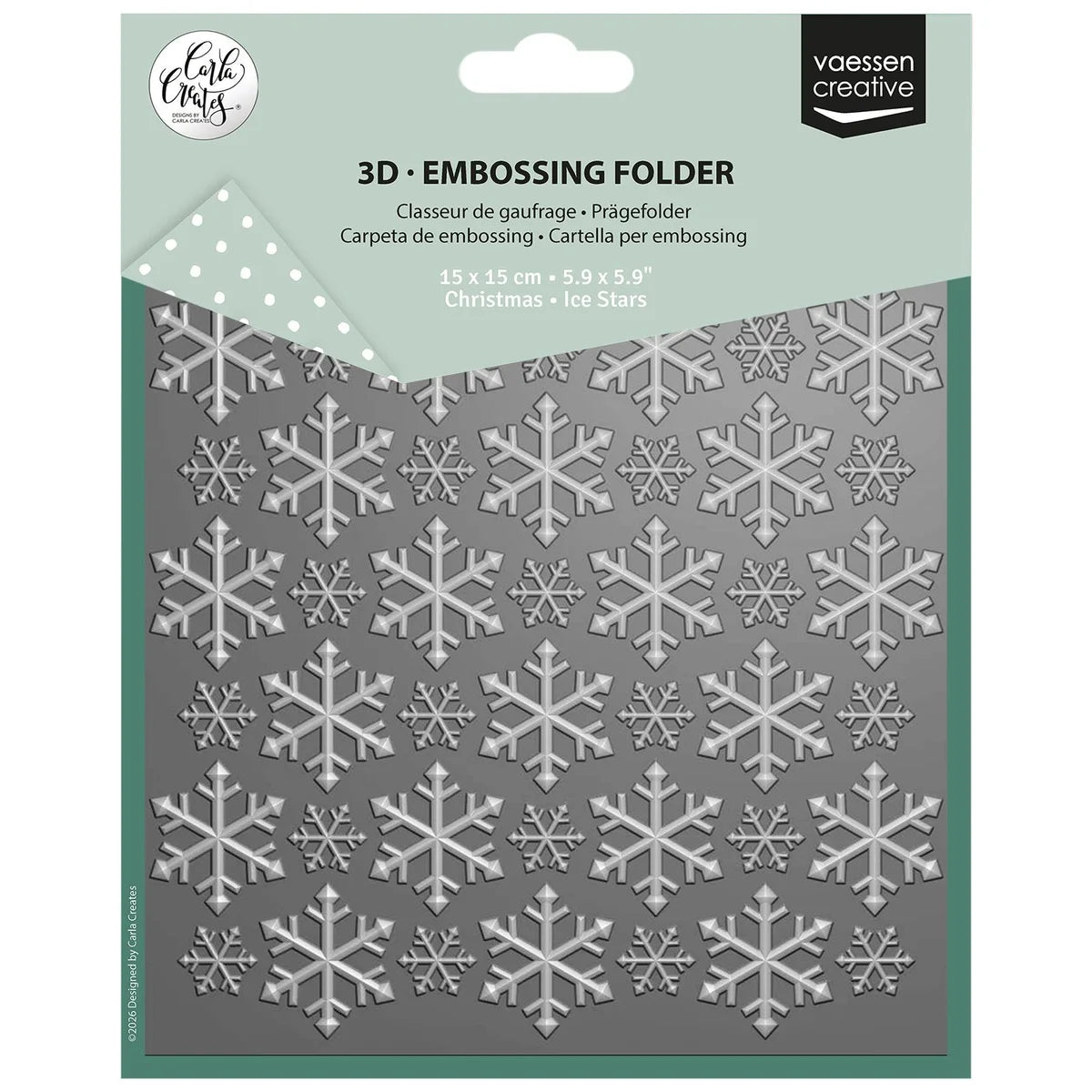 Vaessen Creative Embossing Folder by Carla Creates Christmas Ice Stars 5.9x5.9" - CAR0616