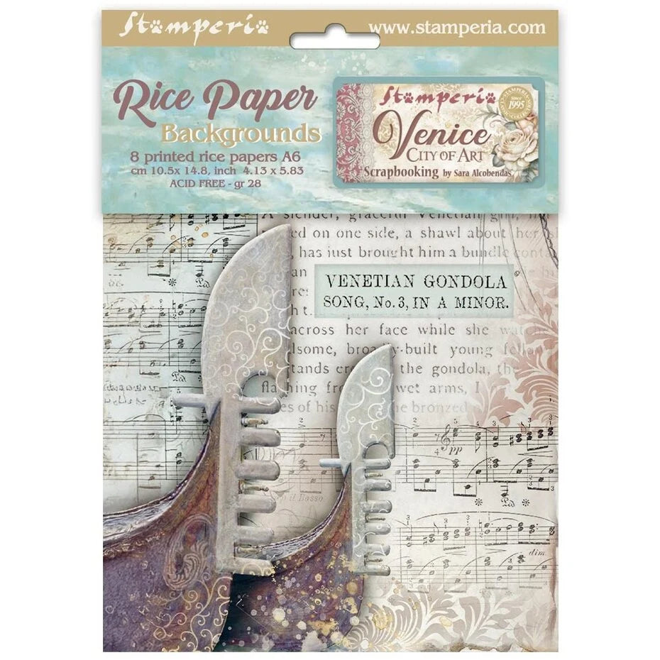Stamperia Venice City of Art A6 Rice Paper Backgrounds (8pcs) (DFSAK6042)