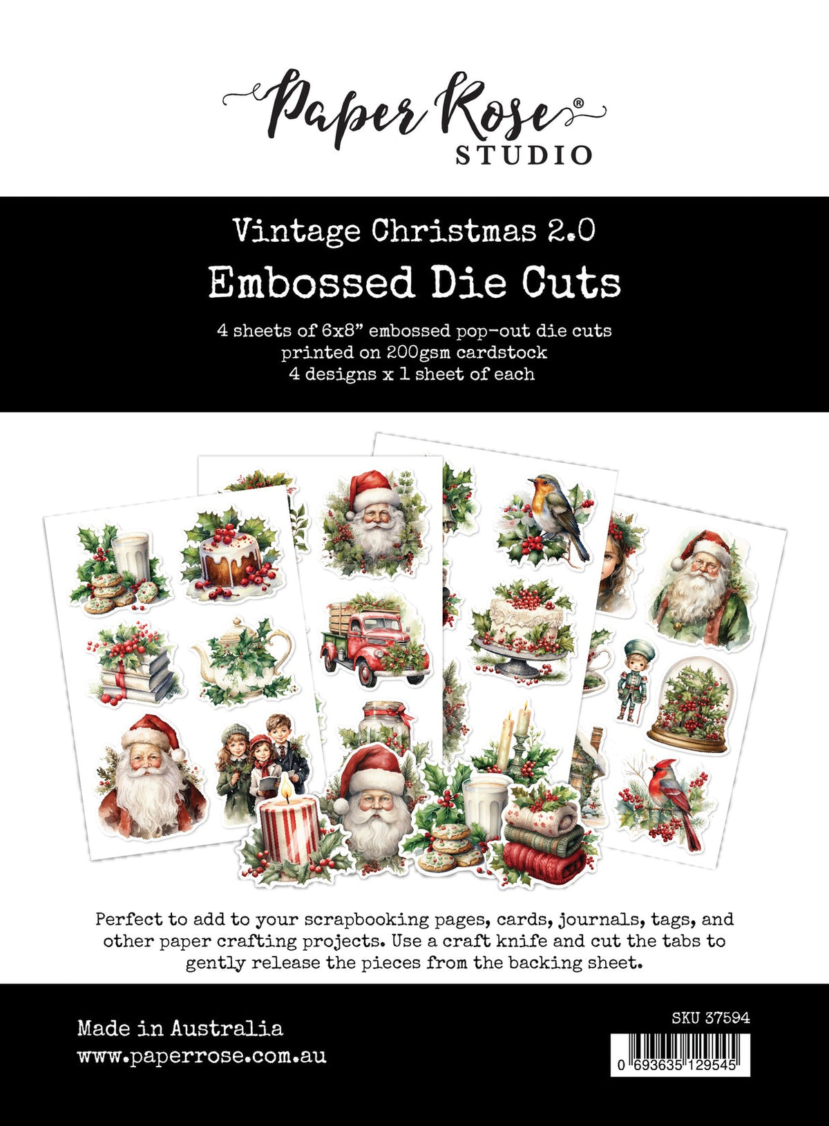Paper Rose Studio Vintage Christmas 2.0 Embossed Die Cuts 37594
