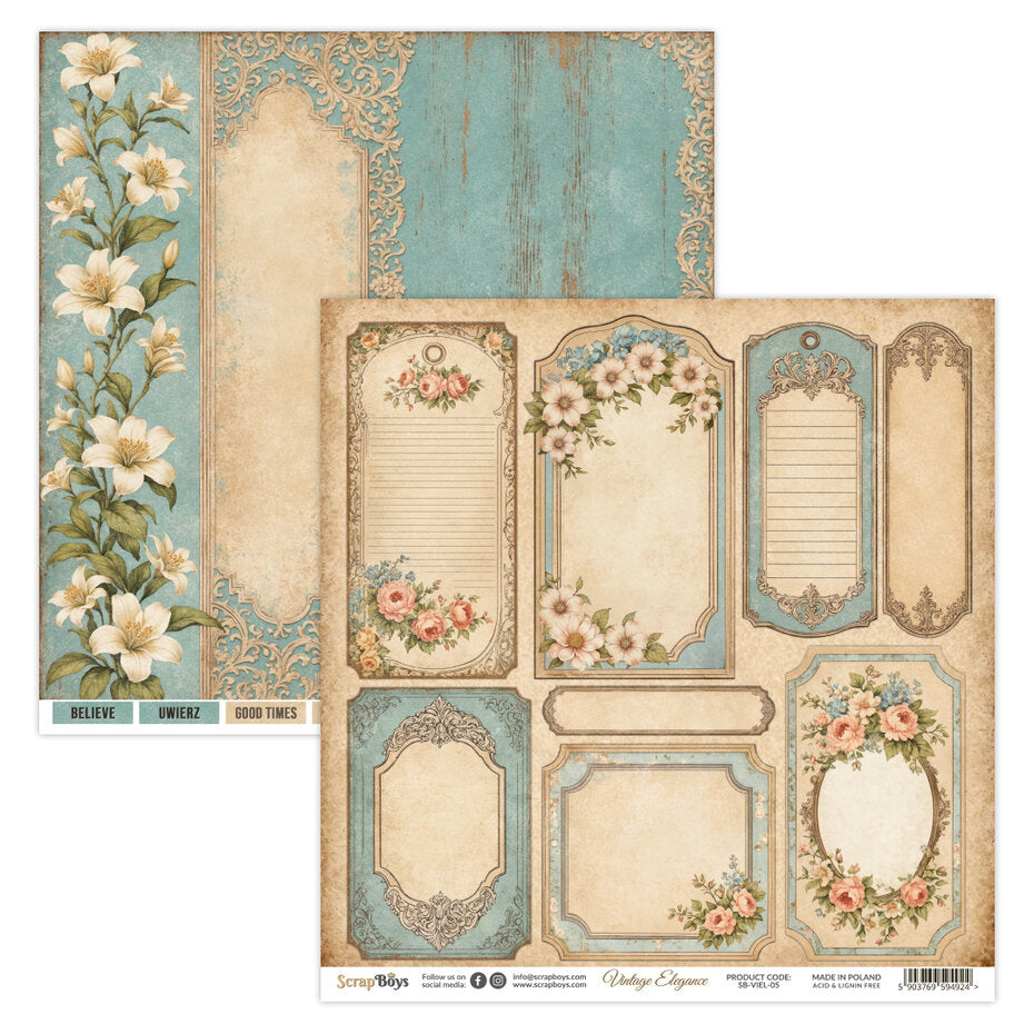 ScrapBoys Vintage Elegance 12x12 Inch Paper Pad (SB-VIEL-08)