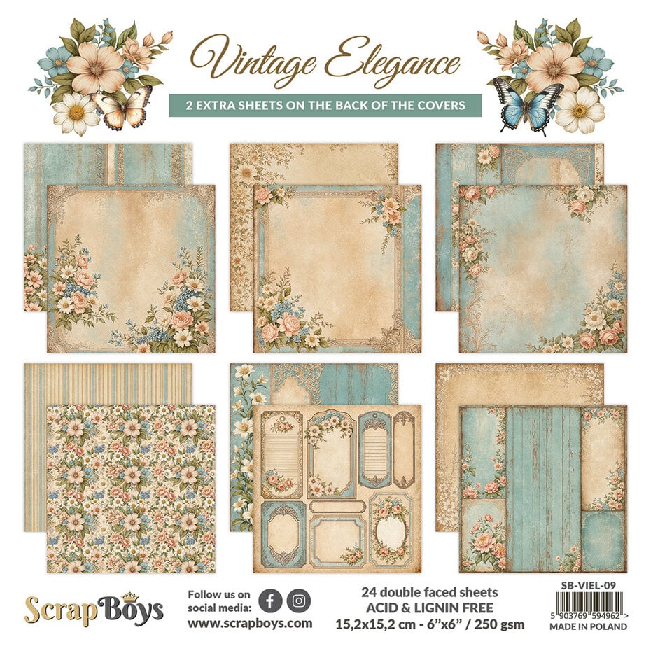 ScrapBoys Vintage Elegance 6x6 Inch Paper Pad (SB-VIEL-09)