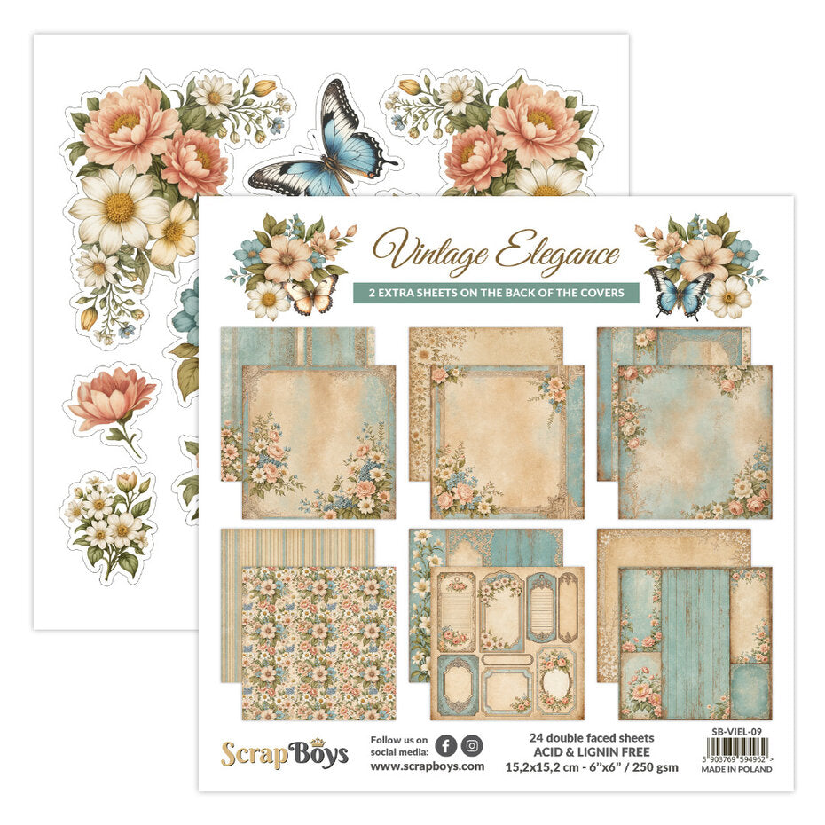 ScrapBoys Vintage Elegance 6x6 Inch Paper Pad (SB-VIEL-09)