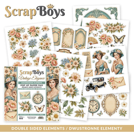 ScrapBoys Vintage Elegance 6x6 Inch Pop Up Paper Pad (SB-VIEL-11)