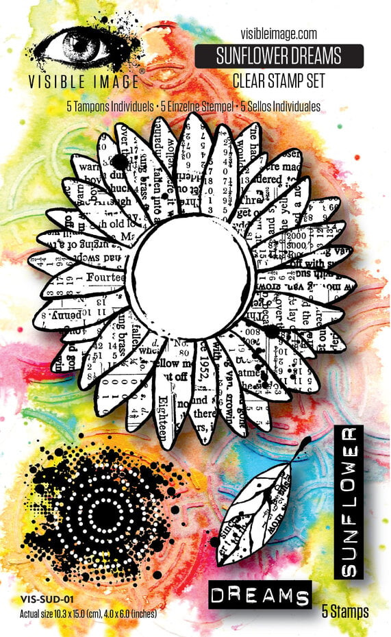 Visible Image Grunge Florals 4x6 Inch Stamp Set Sunflower Dreams (VIS-SUD-01)