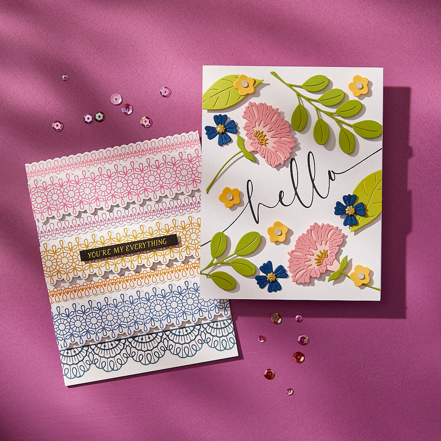 Spellbinders Pressed Lace Borders Press Plate & Die Set from the Vivid Expressions Collection