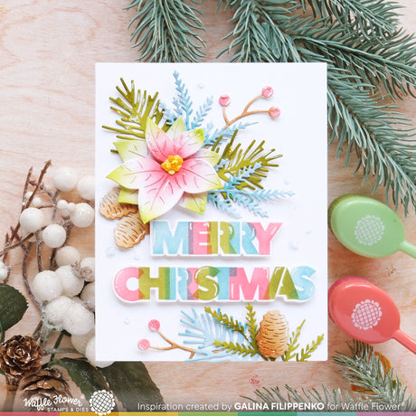 Waffle Flower Crafts Overlapping Christmas Words Stencil Trio