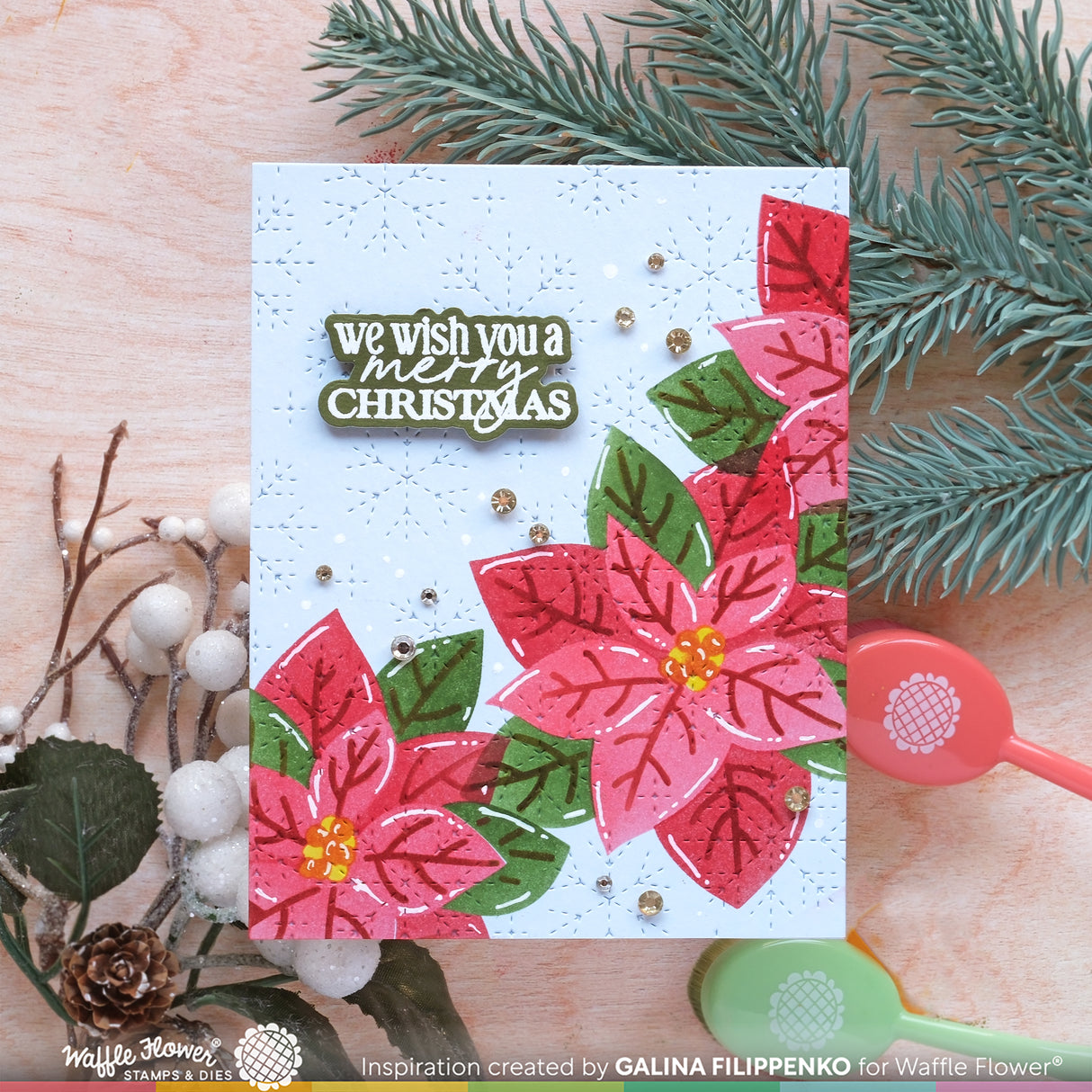 Waffle Flower Crafts Poinsettia Die-n-stencil