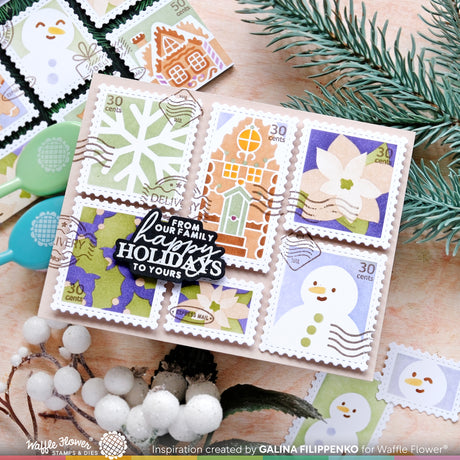 Waffle Flower Crafts Postage Collage Snowman Stencil