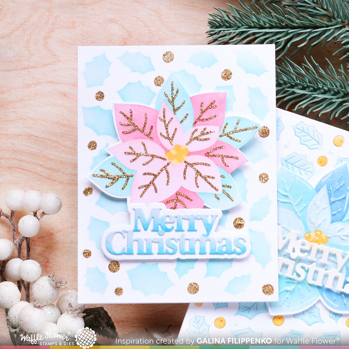 Waffle Flower Crafts Merry Christmas Print Die