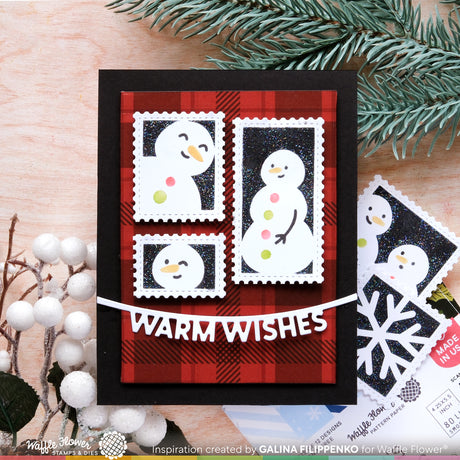 Waffle Flower Crafts Postage Collage Snowman Stencil