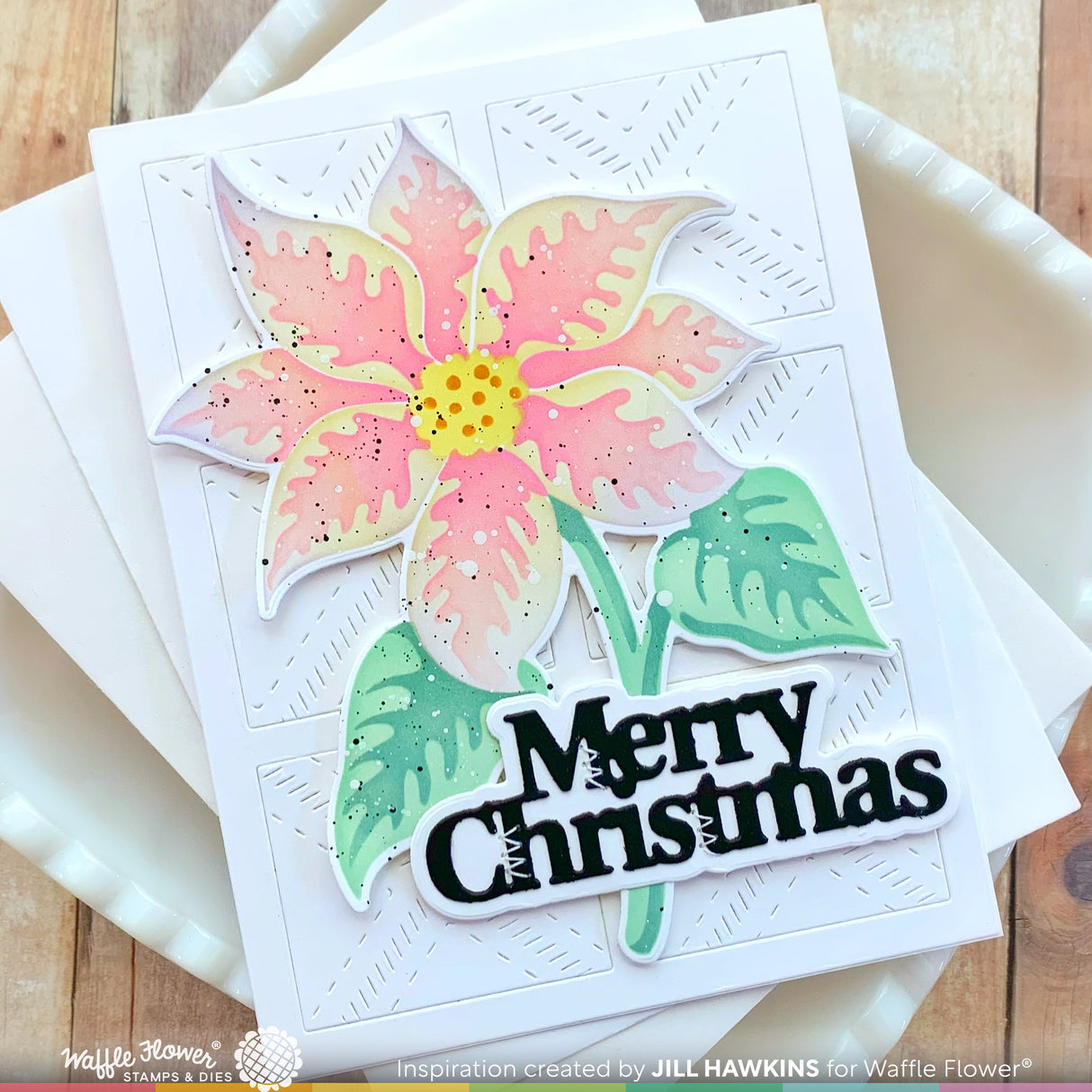 Waffle Flower Crafts Merry Christmas Print Die