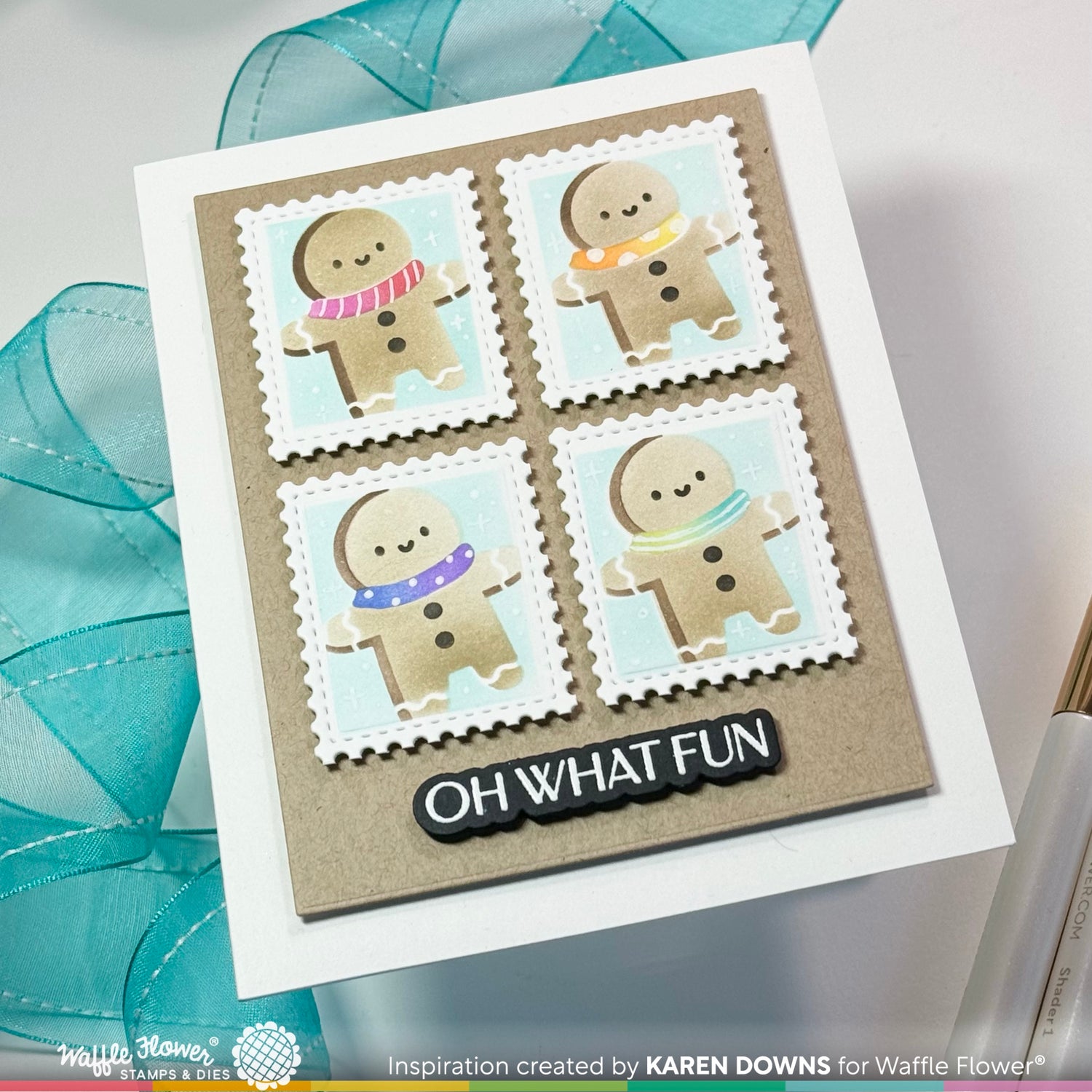 Waffle Flower Crafts Postage Collage Gingerbread Stencil