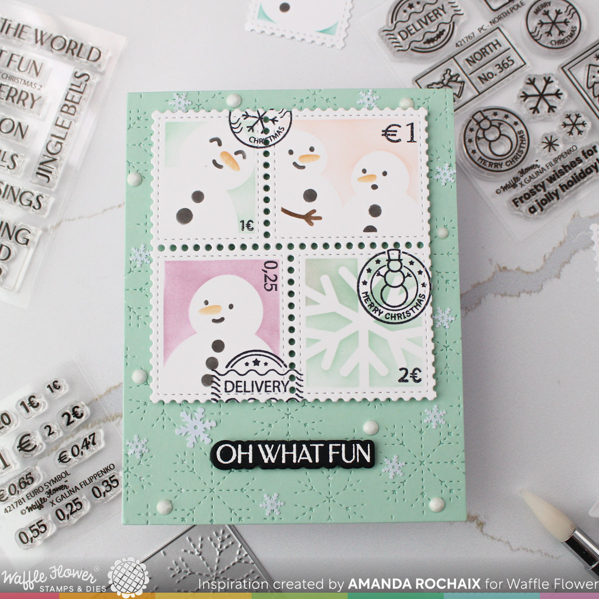 Waffle Flower Crafts Postage Collage Snowman Stencil