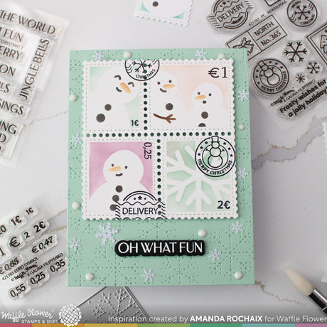 Waffle Flower Crafts Postage Collage North Pole Stamp Set
