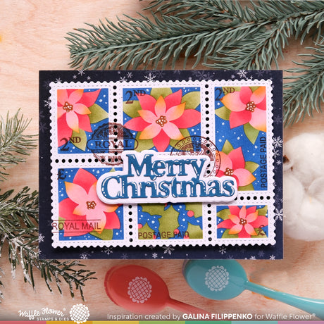 Waffle Flower Crafts Postage Collage North Pole Stamp Set