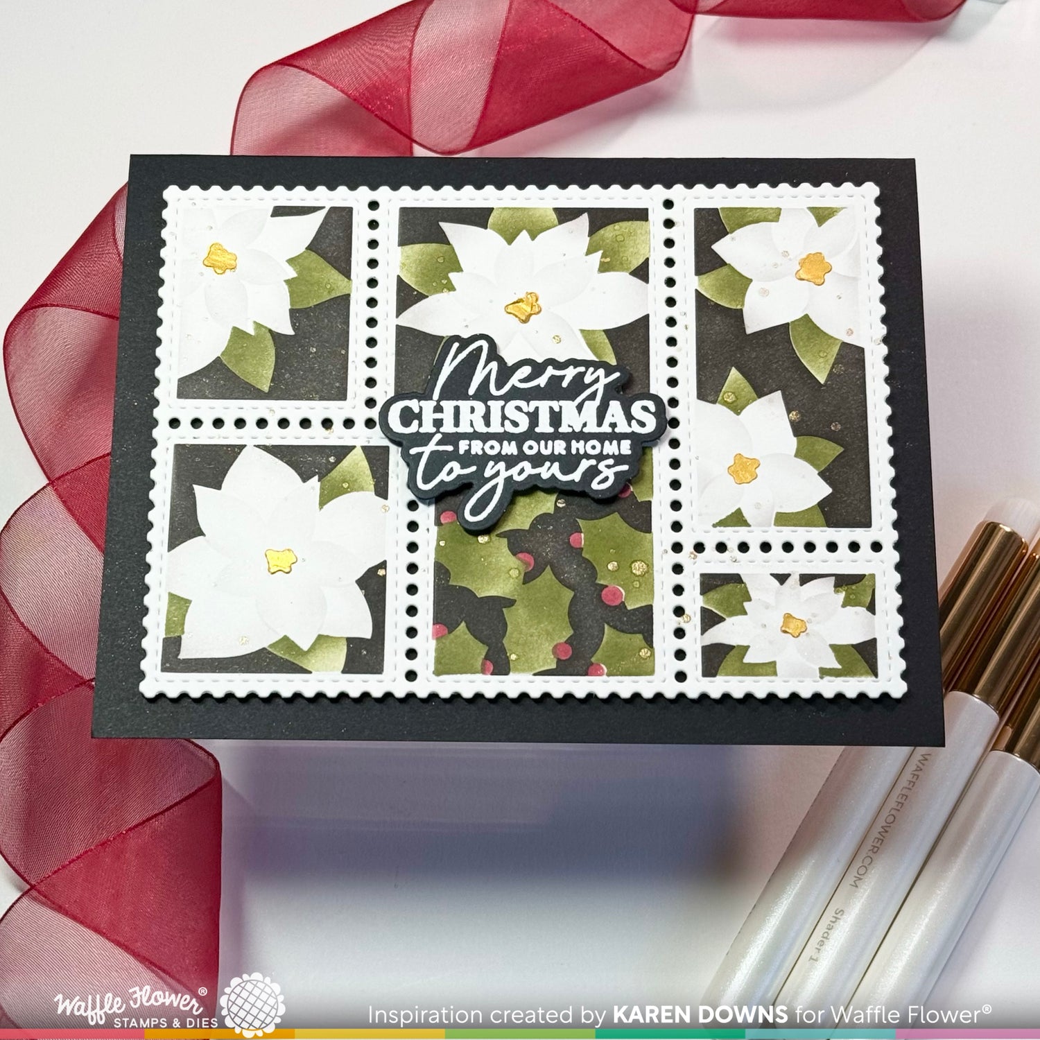 Waffle Flower Crafts Postage Collage Poinsettia Stencil