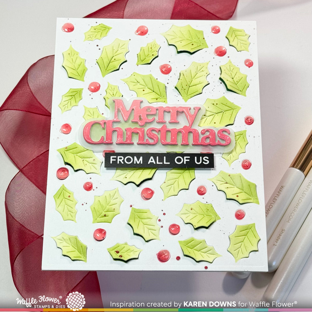 Waffle Flower Crafts Merry Christmas Print Die