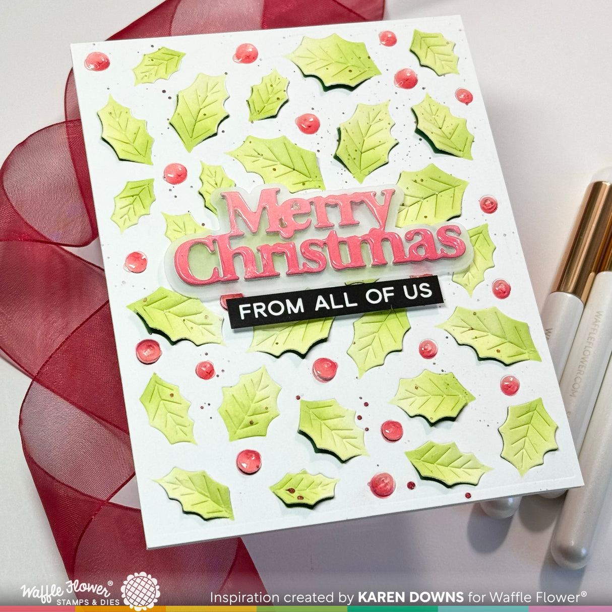 Waffle Flower Crafts Holly Jolly Background Die