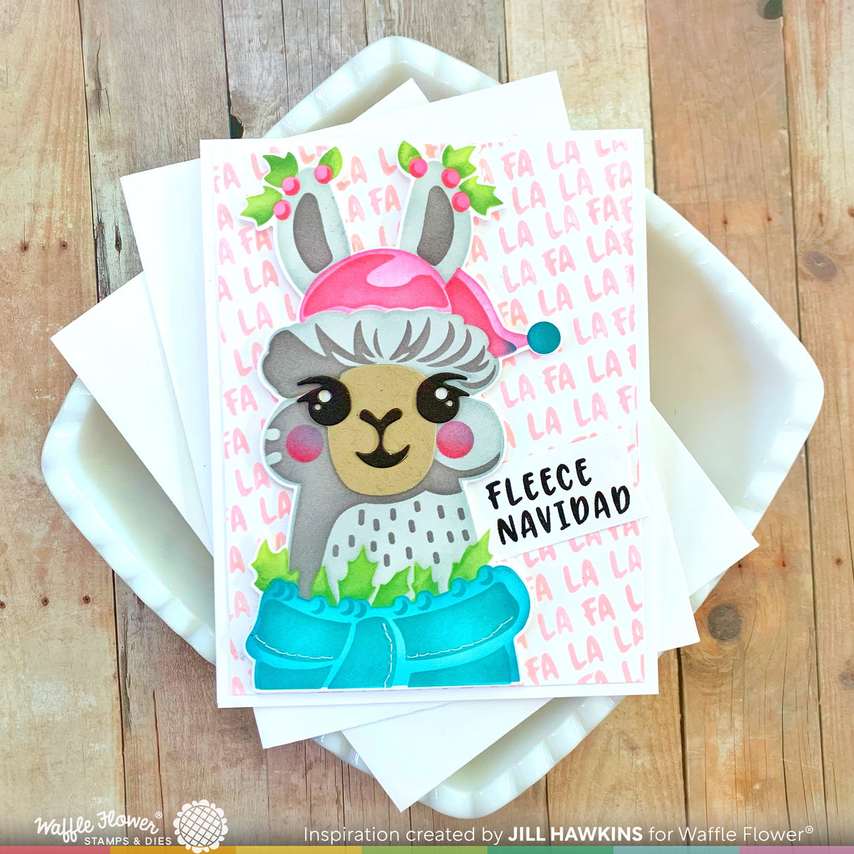 Waffle Flower Crafts Fa-La-La Llama Die-n-stencil