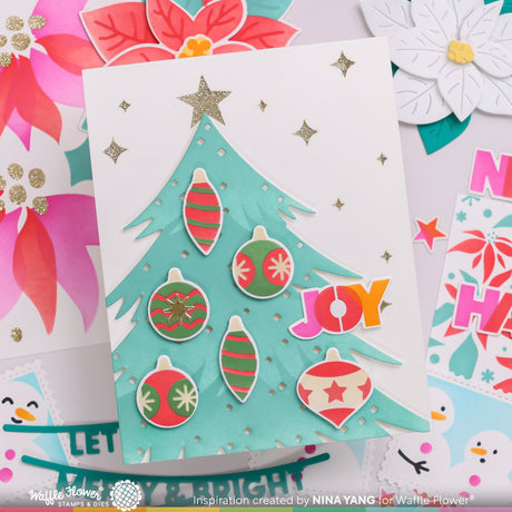 Waffle Flower Crafts Retro Christmas Tree Die-n-stencil