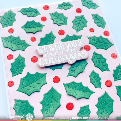 Waffle Flower Crafts Holly Jolly Background Die