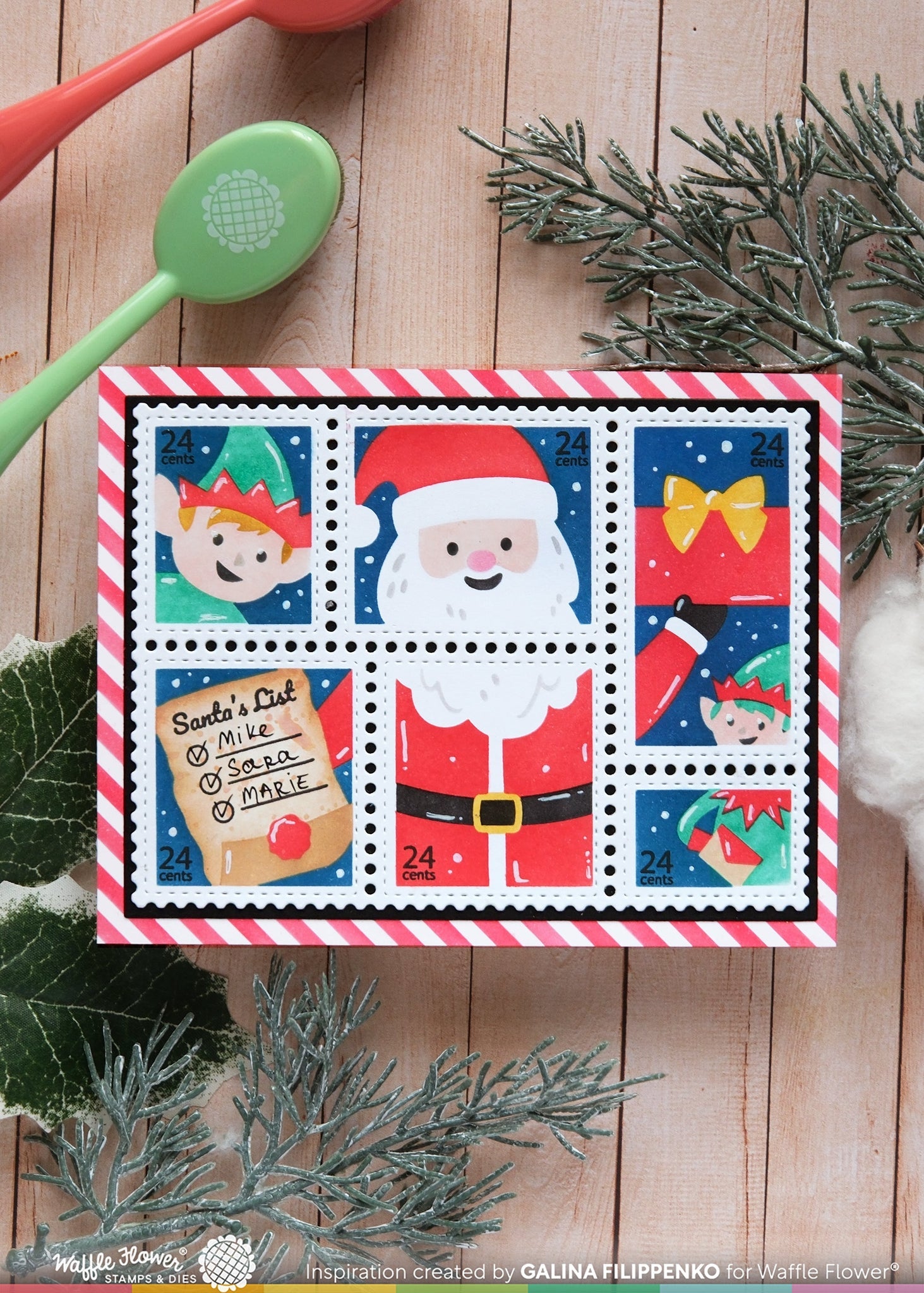 Waffle Flower Crafts Postage Collage Dear Santa Stencil