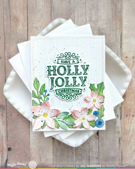 Waffle Flower Crafts Poinsettia Frame Sentiments Combo