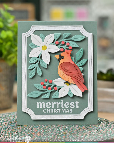 Waffle Flower Crafts Poinsettia Frame Die