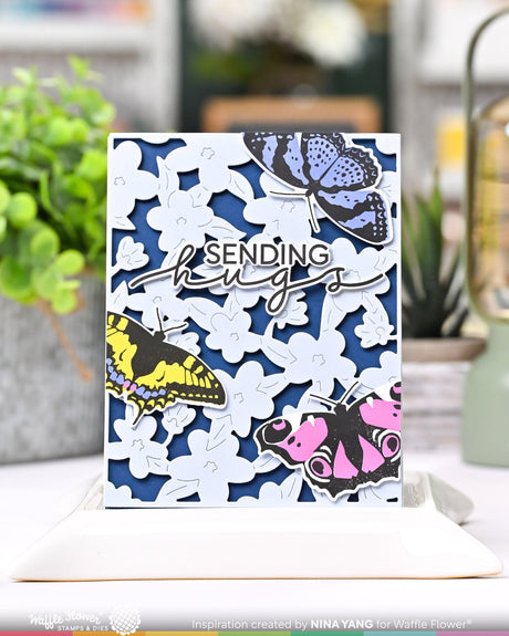 Waffle Flower Crafts Butterfly Trio Coloring Stencil