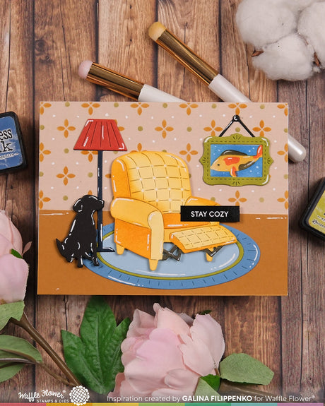 Waffle Flower Craft Cozy Spot Coloring Stencil