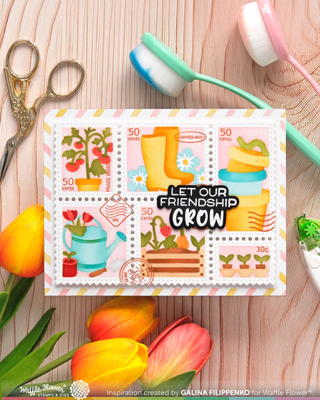 Waffle Flower Craft Postage Collage Gardening Stencil