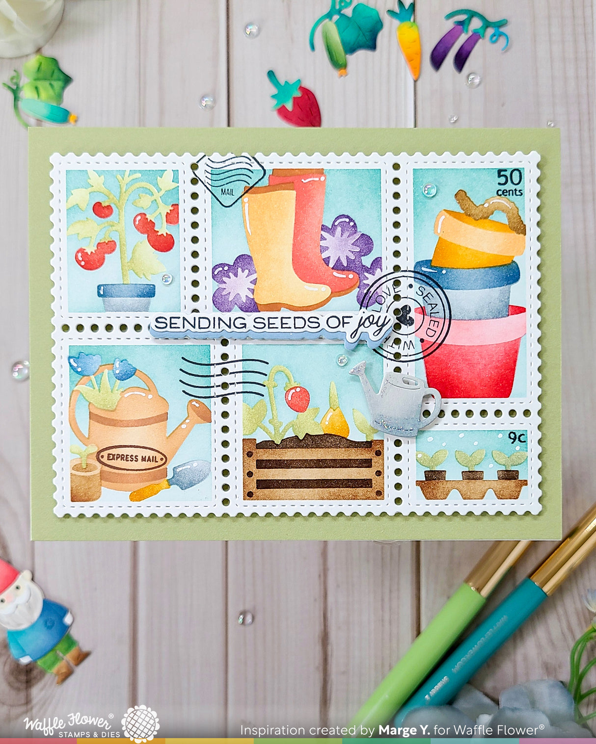 Waffle Flower Craft Postage Collage Gardening Stencil