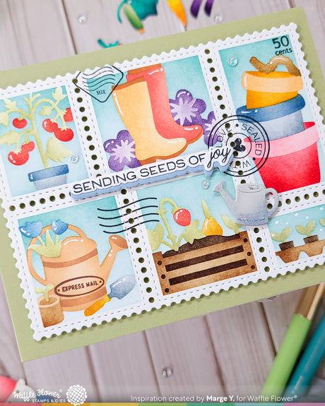 Waffle Flower Craft Postage Collage Gardening Stencil
