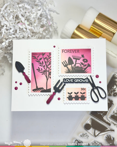 Waffle Flower Craft Postage Collage Garden Silhouettes Stamp Set