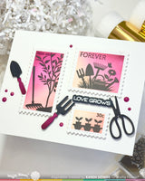 Waffle Flower Craft Postage Collage Garden Silhouettes Stamp Set