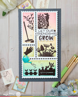Waffle Flower Craft Postage Collage Garden Silhouettes Stamp Set