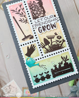 Waffle Flower Craft Postage Collage Garden Silhouettes Stamp Set