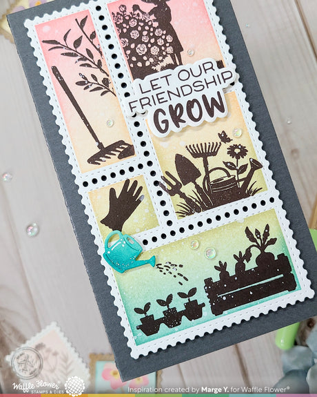 Waffle Flower Craft Postage Collage Garden Silhouettes Stamp Set