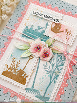 Waffle Flower Craft Postage Collage Garden Silhouettes Stamp Set