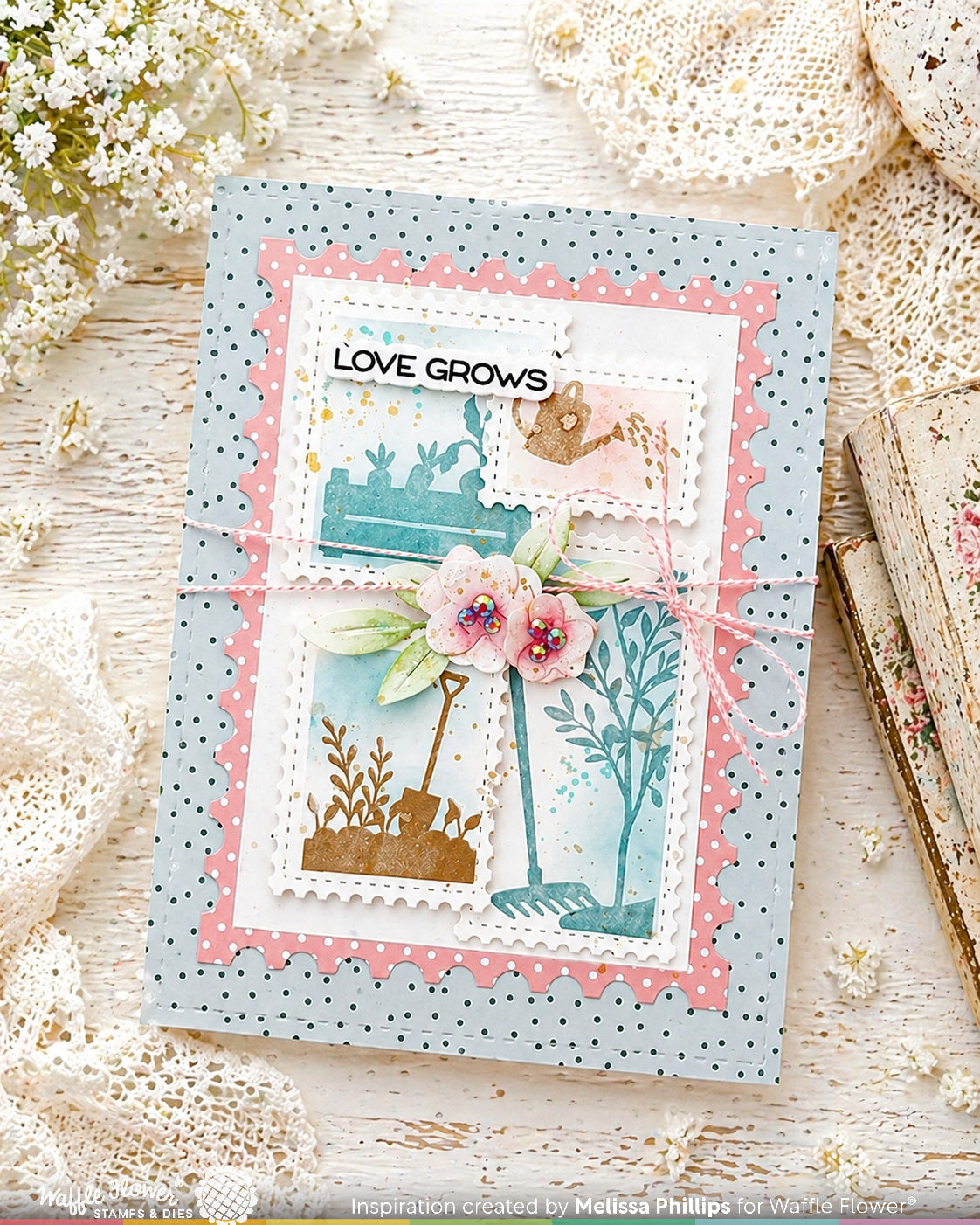 Waffle Flower Craft Postage Collage Garden Silhouettes Stamp Set