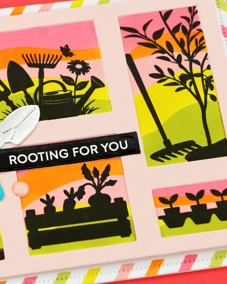 Waffle Flower Craft Postage Collage Garden Silhouettes Stamp Set
