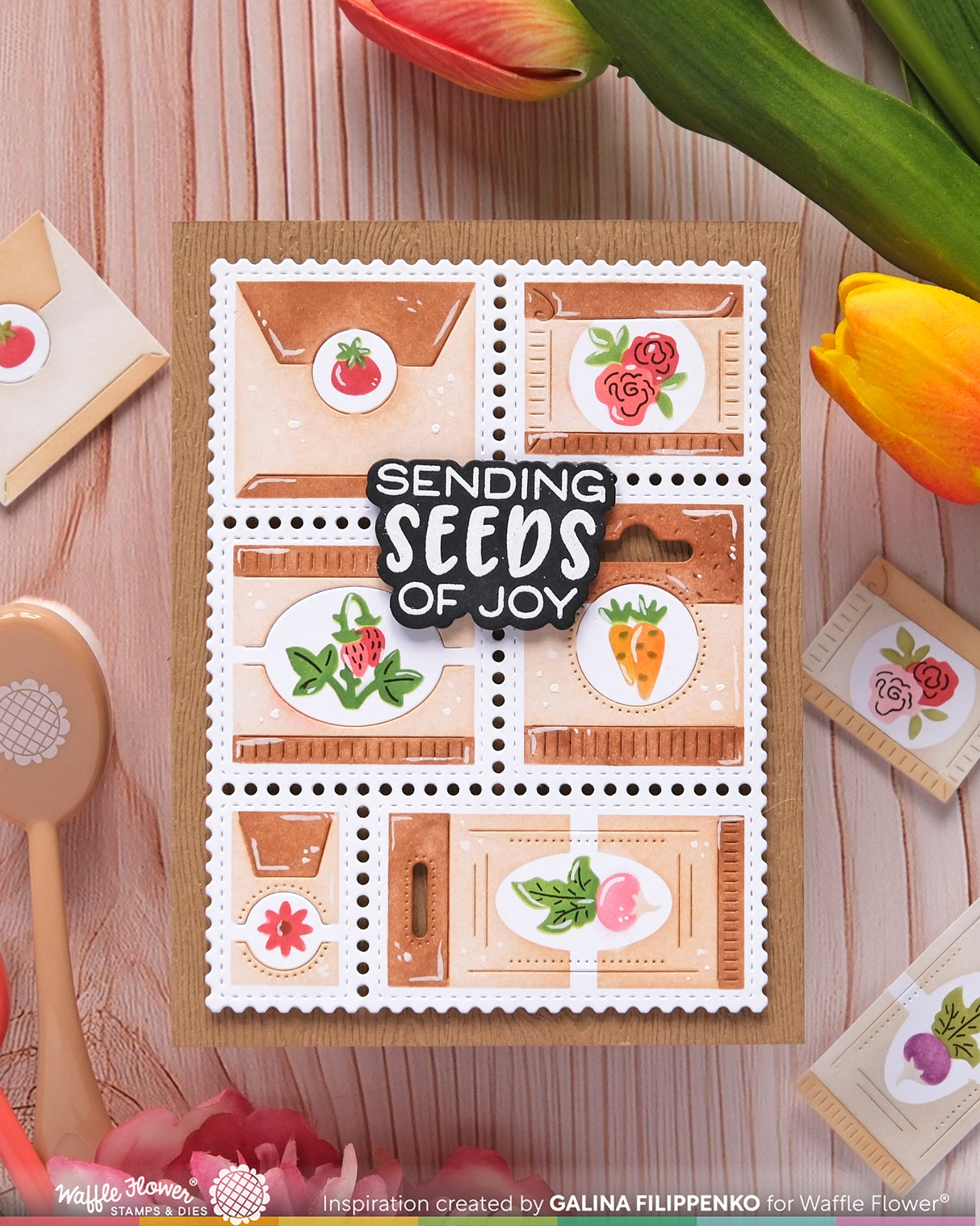 Waffle Flower Craft Postage Collage Seeds Stencil