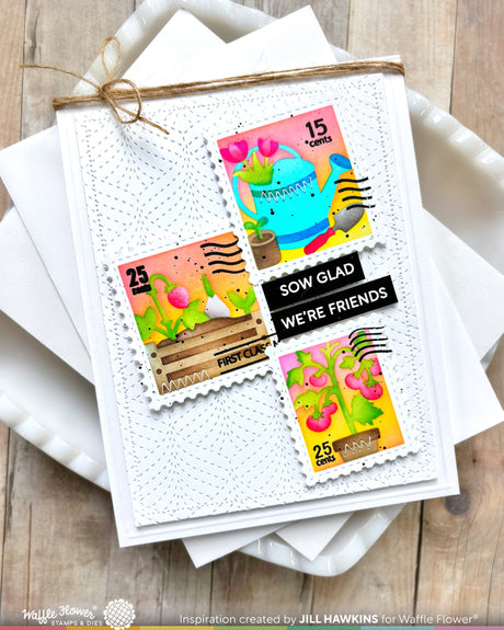 Waffle Flower Craft Postage Collage Gardening Stencil