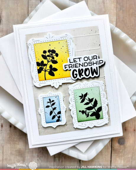 Waffle Flower Craft Postage Collage Herb Silhouettes Stamp Set