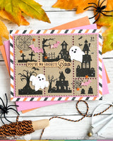 Waffle Flower Postage Collage Haunted House Silhouette Stamp Set - 422605
