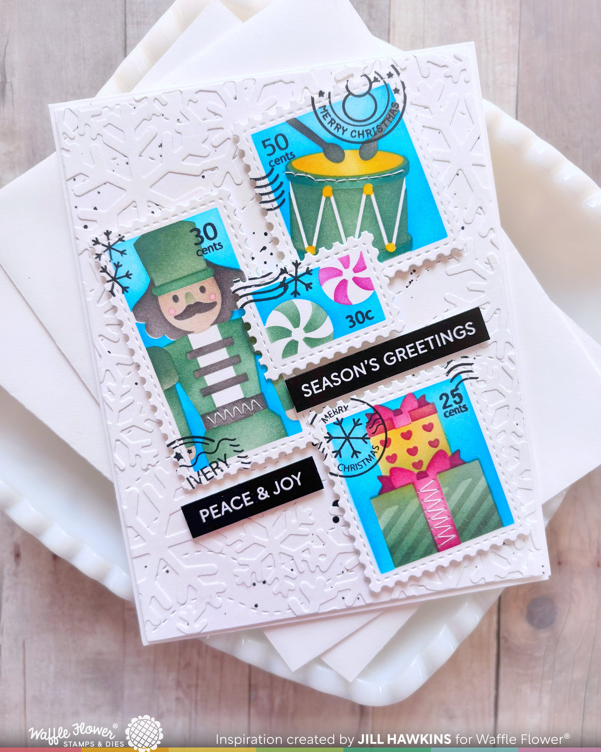 Waffle Flower Postage Collage Nutcracker Stencil - 422621