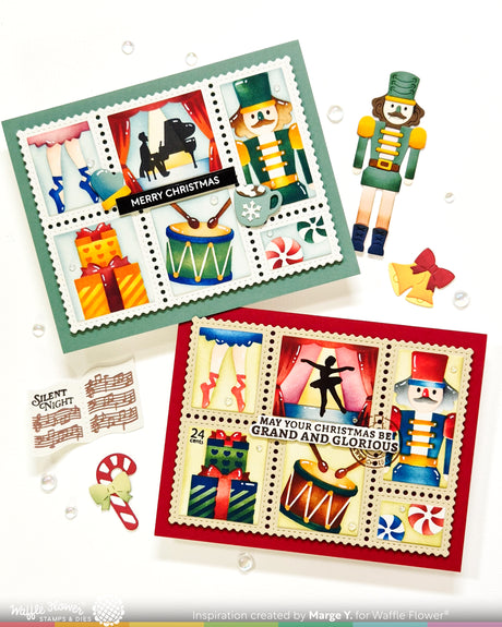 Waffle Flower Postage Collage Nutcracker Stencil - 422621