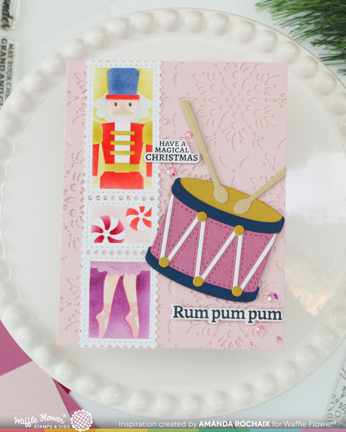 Waffle Flower Postage Collage Nutcracker Stencil - 422621