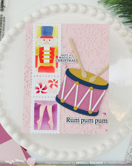Waffle Flower Postage Collage Nutcracker Stencil - 422621